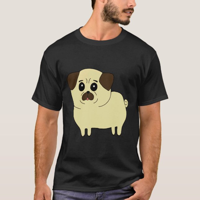 Söt Pug 709 T Shirt (Framsida)