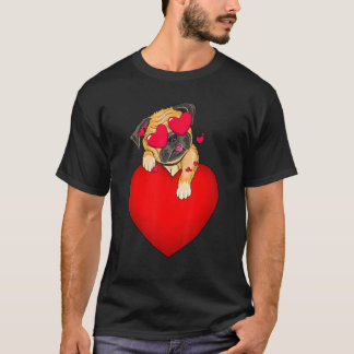 Söt Pug Alla Hjärtans Dag Håller Hjärta Min Älskli T Shirt