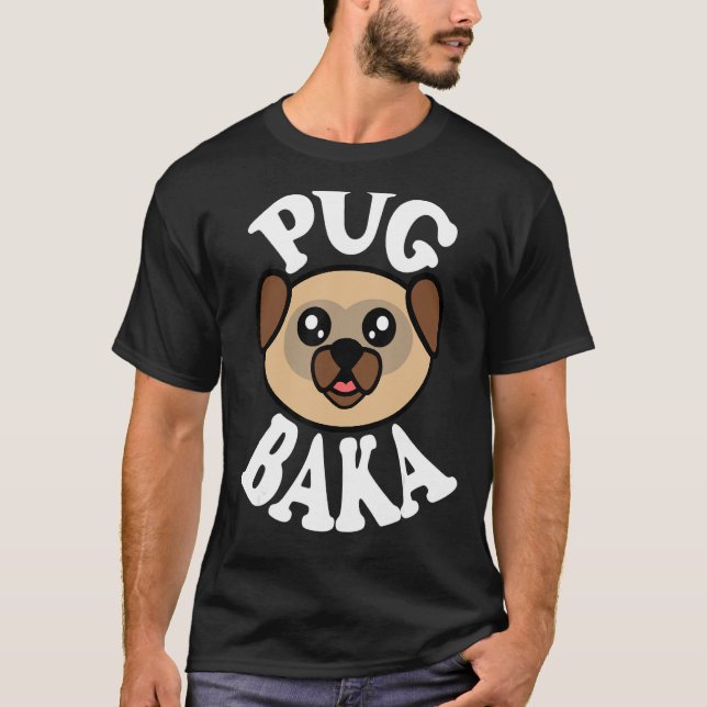 Söt Pug Baka T Shirt (Framsida)