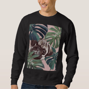 Söt pug bakom träd lövs Classic T-Shirt 169 Lång Ärmad Tröja