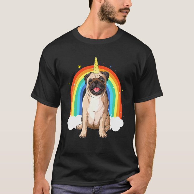 Söt Pug Enhörning Unipug Pug Hund T Shirt (Framsida)