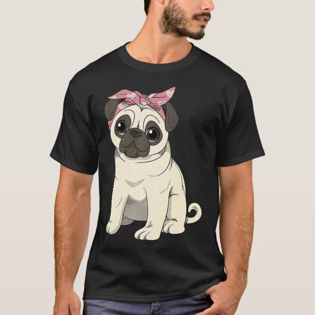 Söt Pug Flicka T Shirt (Framsida)