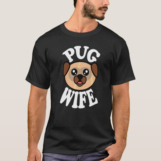 Söt Pug-fru T Shirt (Framsida)