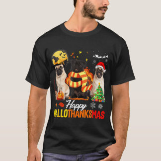Söt Pug Glad Hallothanksmas Halloween Thanksgiving T Shirt
