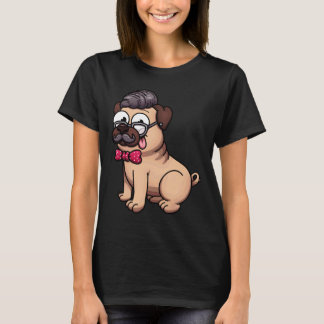Söt Pug Hipster Klassiker 602 T Shirt