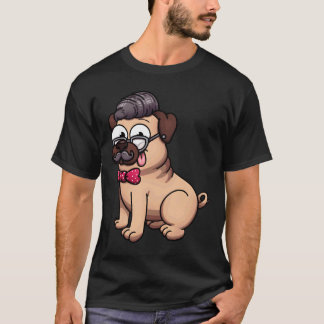 Söt Pug Hipster Klassiker 602 T Shirt