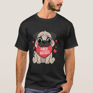 Söt Pug Hund Alla Hjärtans Dag Hjärta Gratis Kyssa T Shirt