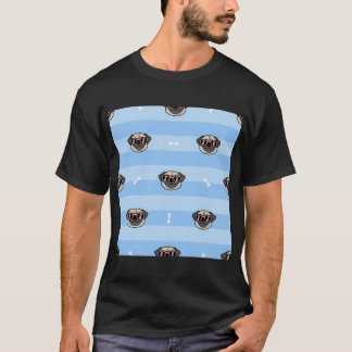 Söt Pug Hund Ansikte med Solglasögon Tecknad Sömlö T Shirt