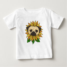 Söt Pug-hund i en solros T Shirt