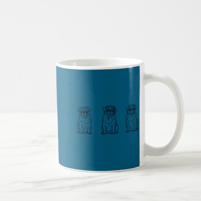 Söt Pug Hund Linje Konst  Kaffemugg (Höger)