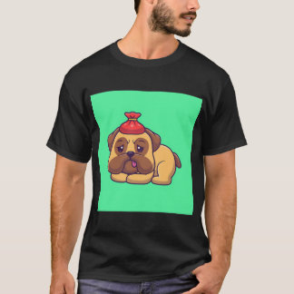 Söt Pug Hund Sjuk Feber Tecknad Vektorikon - Ador T Shirt