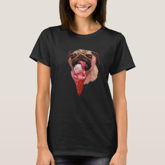 Söt Pug Hund som äter Glass 2 T Shirt