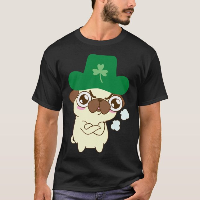 Söt Pug Hund St Patrick s Dag Hund St Patrick s Ha T Shirt (Framsida)