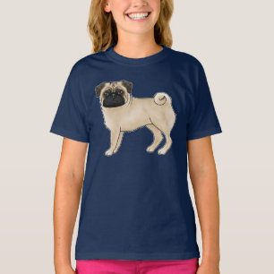 Söt Pug Hundras Design Mops Illustration T Shirt