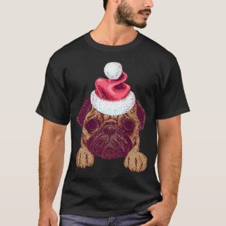 Söt pug i jul Santa hatt T Shirt
