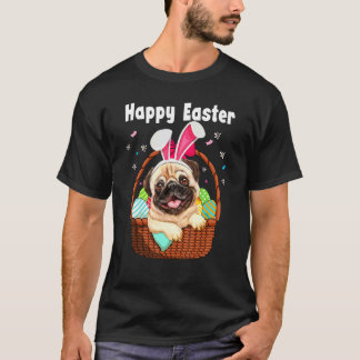 Söt Pug I Kaninöron Påskägg Korg Barn T Shirt