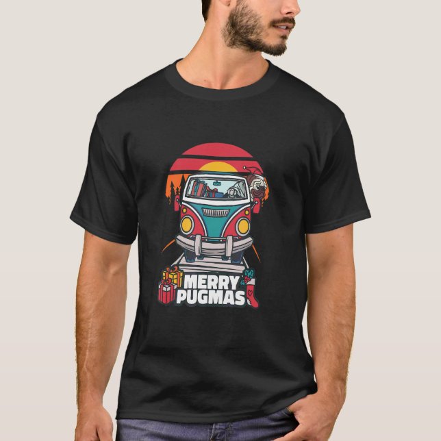 Söt Pug Jul Helgdag T Shirt (Framsida)