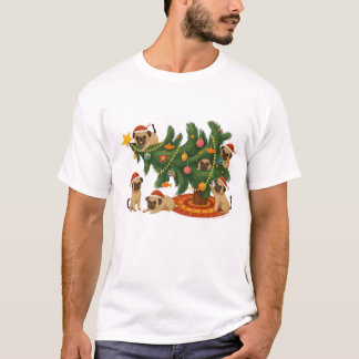 Söt Pug Julgran Scen – Roliga Holiday Hundar T Shirt