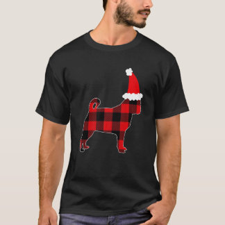 Söt Pug Julhatt Röd Rutig Fjulig Jultröja T Shirt