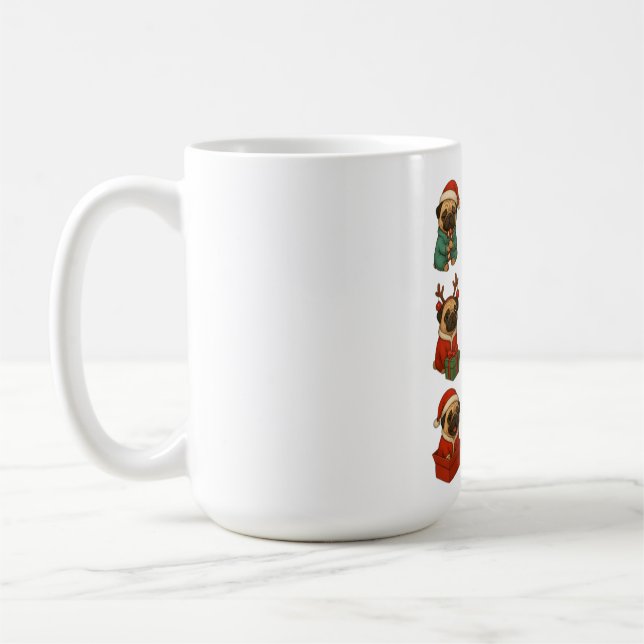 Söt Pug Julkollektion Kaffemugg (Vänster)