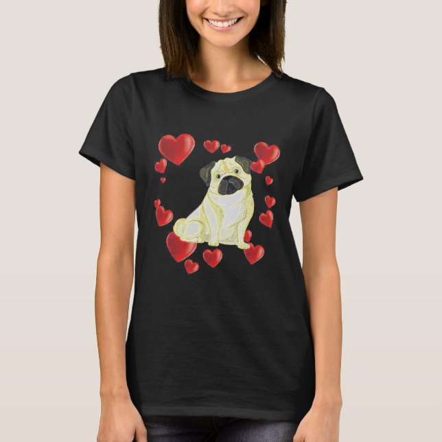 Söt Pug Kärlek 638 T Shirt (Framsida)
