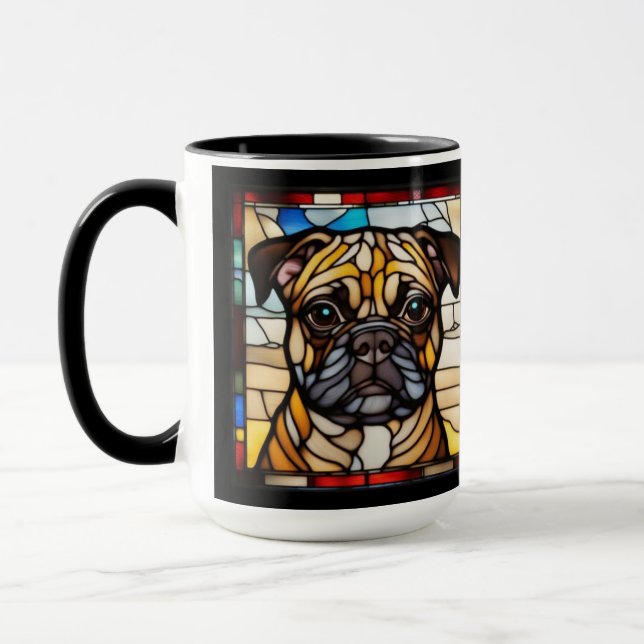 Söt Pug-keramikkopp Mugg (Vänster)