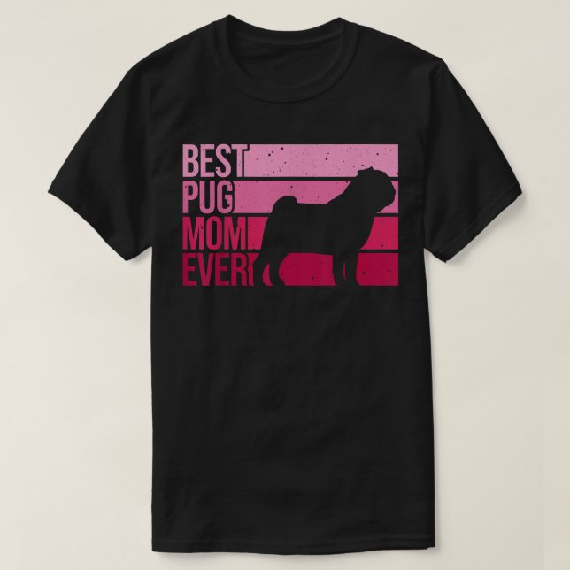 Söt Pug-konst för mamma kvinnor ras husdjur hund v T Shirt (Design framsida)