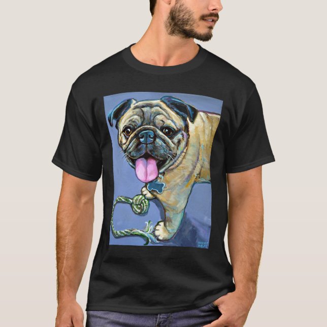 Söt PUG med leksak Klassisk  670 T Shirt (Framsida)