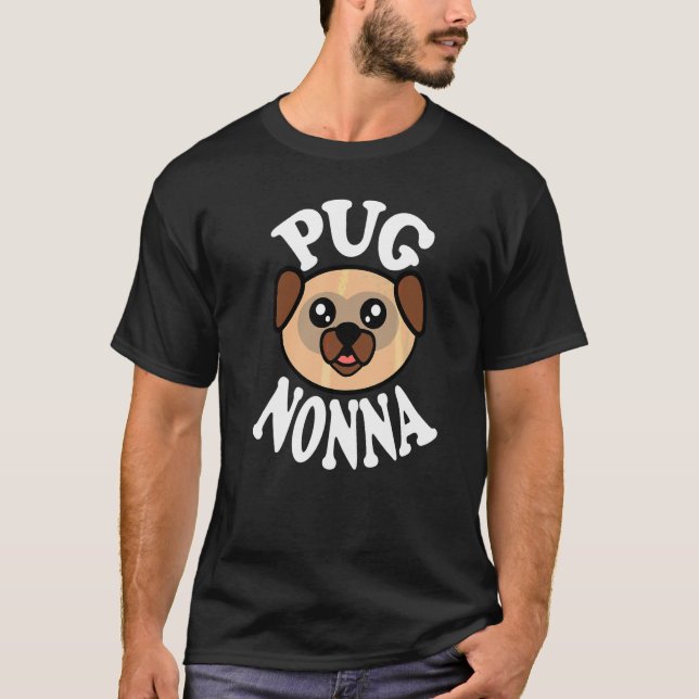 Söt Pug Mormor T Shirt (Framsida)