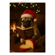 Söt Pug 'Ostskatt' Julkort