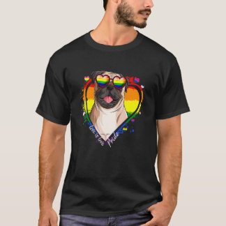Söt Pug Regnbåge Hjärta Gay Pride Lgbt Hund T Shirt