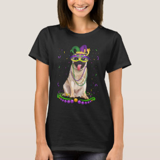Söt Pug som bär karnevalsmask Mardi Gras Hundar T Shirt