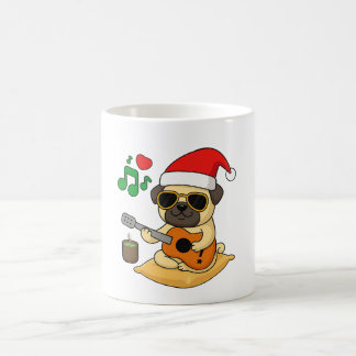 Söt Pug som spelar gitarr julpresent Kaffemugg