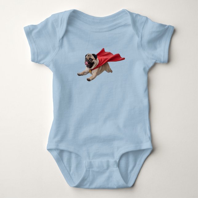 Söt Pug-superhjälte T Shirt (Framsida)