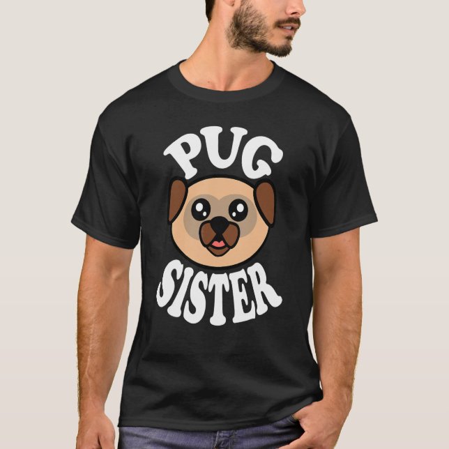 Söt Pug-syster T Shirt (Framsida)