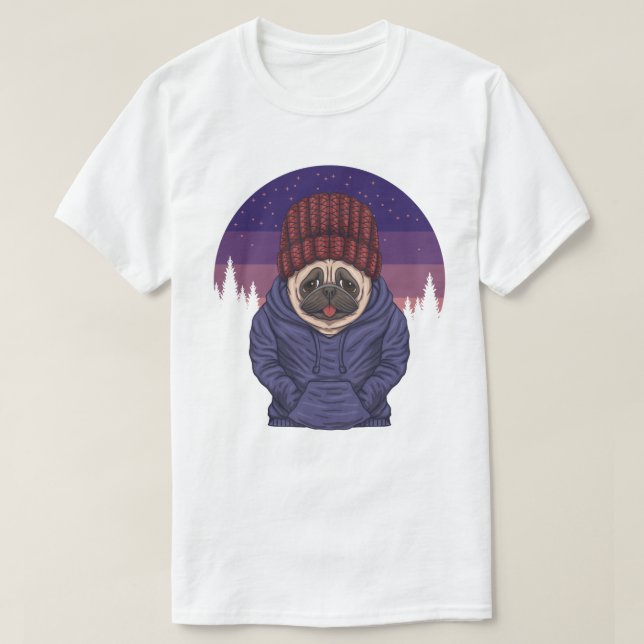 Söt Pug T Shirt (Design framsida)