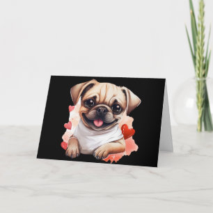 Söt Pug till Alla hjärtans dag Kort