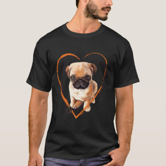 Söt Pug-valp i hjärta T Shirt