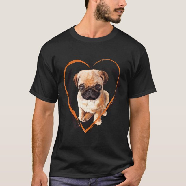 Söt Pug-valp i hjärta T Shirt (Framsida)