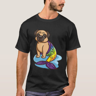 Söt Pug Valp Siren Hundälskare Present Flickor Kvi T Shirt
