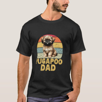 Söt Pugapoo Hund Pappa Rolig Retro Hund Mamma Papp T Shirt