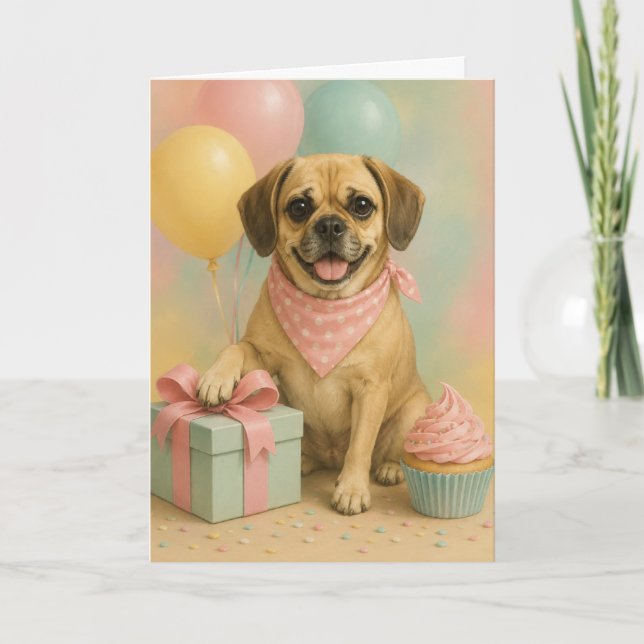 Söt Puggle födelsedagskort Kort (Framsida)