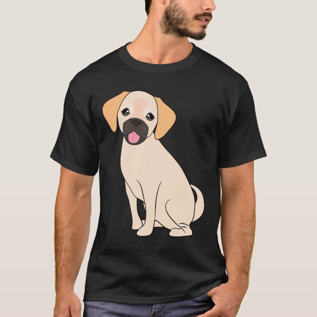 Söt Puggle Hund T Shirt (Framsida)