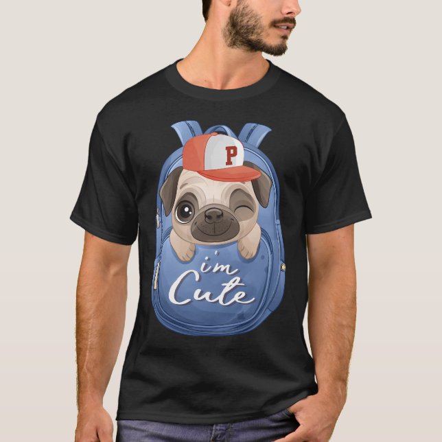 Söt Puggle Hund T Shirt (Framsida)
