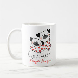 Söt Pugglepare med Hjärtan Illustration Kaffemugg