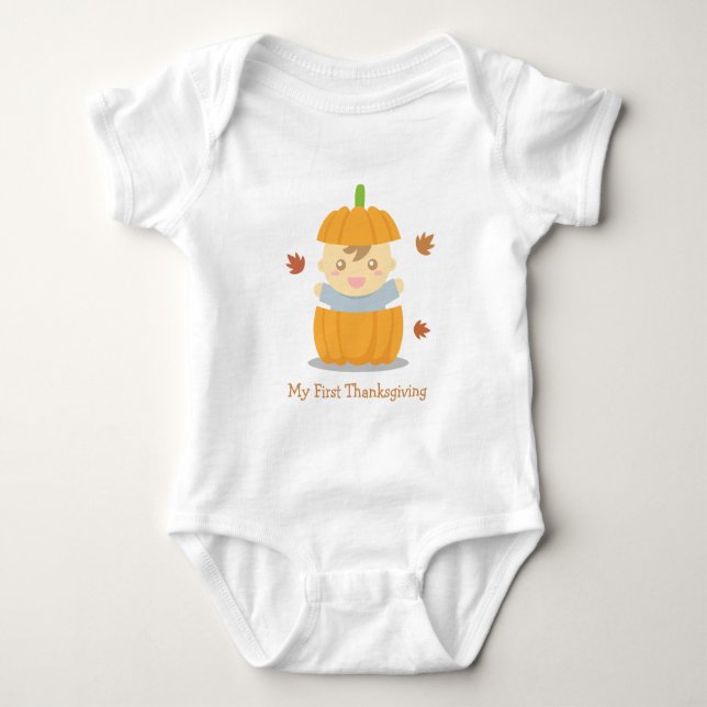 Söt pumpa bebis första tacksägelse t-shirt (Framsida)