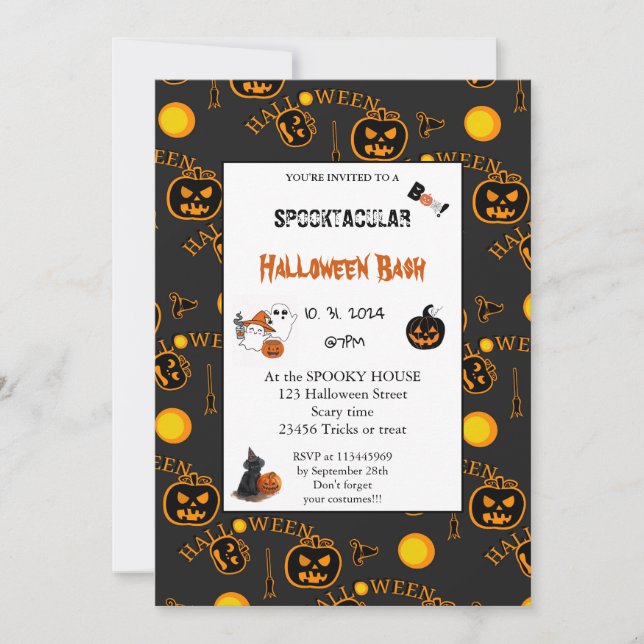 Söt pumpa Boo Halloween-fest Inbjudningar (Framsida)