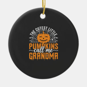 Söt Pumpa Farmor Halloween Design_1 Julgransprydnad Keramik
