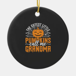 Söt Pumpa Farmor Halloween Design_1 Julgransprydnad Keramik