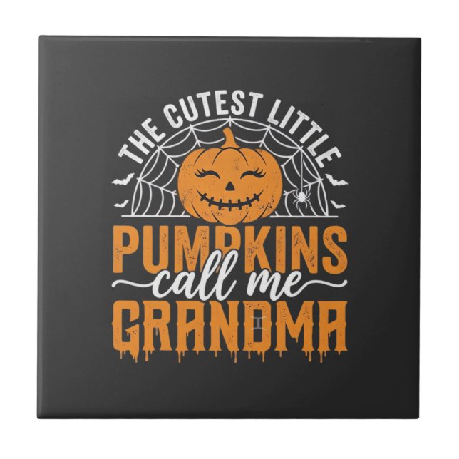 Söt Pumpa Farmor Halloween Design_1 Kakelplatta (Framsidan)